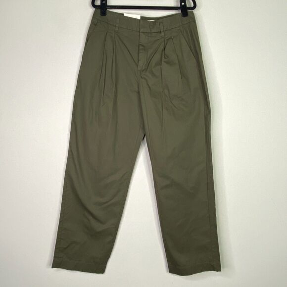 New A New Day Green High Rise Pleat Front Wide Leg Chino Pants Women's Size 8 - Picture 9 of 9